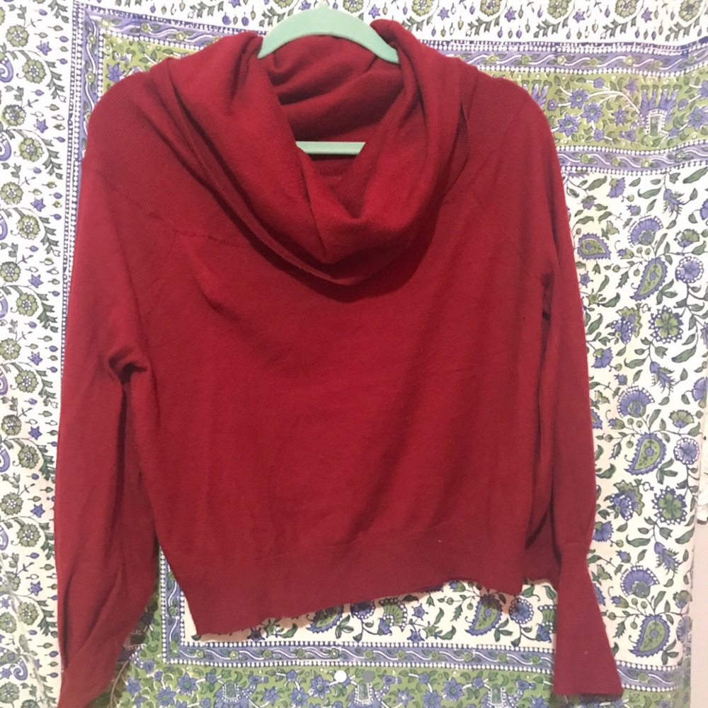 Sweater can be a turtleneck or off the shoulder